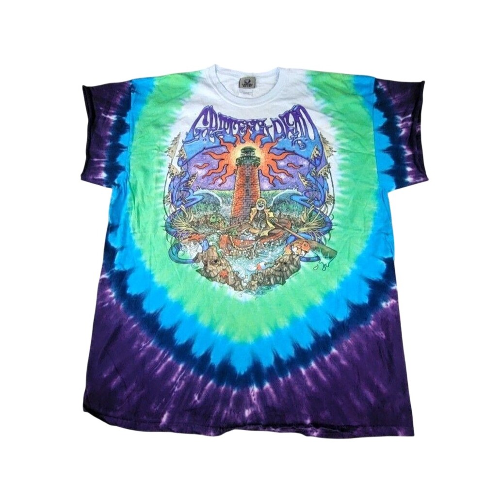 Vintage Y2K Grateful Dead Shirt Mens 2XL Tie Dye Lighthouse Skeleton Tee 2000